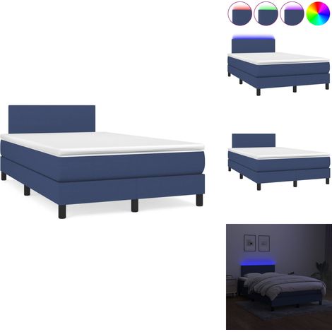 Sommier à lattes de lit matelas et LED bleu 120x190 cm tissu - Sommier Tapissier - Matelas LED - Literie - Chambre À Coucher - Chambre (1/5)