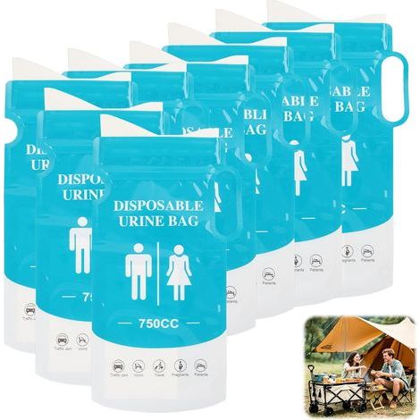8 Pezzi Sacs à Urine Jetables 750ml, Urinoirs Portatili con Poignée, Sacs Anti-Fuite Multifunzioni per Adulti e Bambini, Viaggio Ideale, Campeggio, Embouteillage, Tempo di Trasporto (1/5)