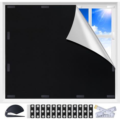 Store Occultant sans Percage, Rideau Occultant Thermique Anti Chaleur, Tissu Opaque Découpable pour Fenêtre de Toit, Fenêtre de Toit Inclinée, Chambre et Caravane, Blackout, 100×148CM, Noir (1/5)