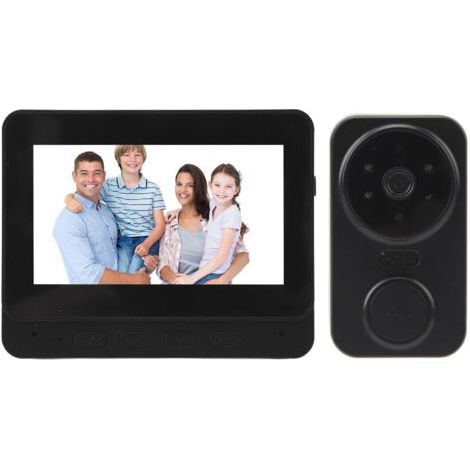 Système D'interphone Vidéo, Visiophone Intelligent 1080P, Sonnette Dingdong à Vision Nocturne Intelligente sans Fil WiFi avec Moniteur Intérieur,Vision Nocturne