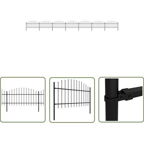 The Living Store Gartenzaun mit Speerspitzen Stahl (1 - 1,25) x 11,9 m Schwarz - Gartenzaun - Stahlezaunt - Metallzaun - Sicherheitszaun - Privacy Screen (1/5)