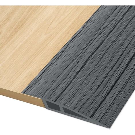 1M5CM Barre de Seuil Adhesive, Seuil de Porte Adhesif PVC, Barre de Seuil Rattrapage de Niveau pour Hauteur du Seuil 7mm 10mm, Rampe de Seuil Bandes de Transition Sol (Grain de Bois Gris Foncé) (1/5)