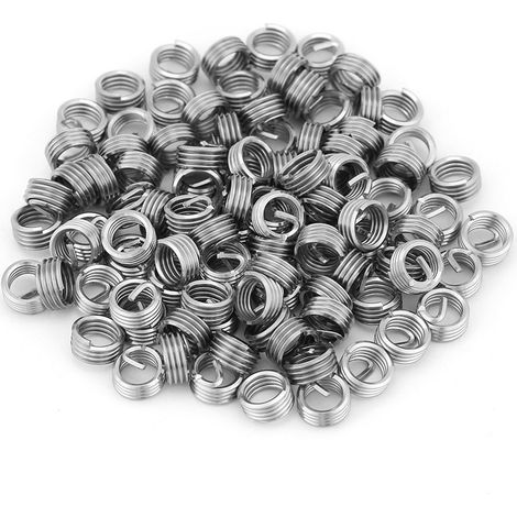 100pcs Stainless Steel Coiled Wire Helical Screw Thread Inserts M6 x 1.0 x 1D Length