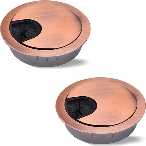 Lot de 2 œillets de câble de Bureau 80 mm, Trou de câble en métal pour Ordinateur de Bureau, Cache-câble Rond (Rouge) (1/5)