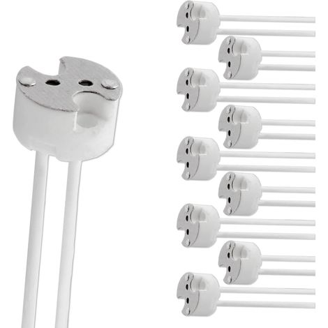 Lot de 10 Douilles GU5.3 avec Câble Silicon, 12V-250V 2A max. 100W, Base en Céramique, Support MR16 GU5.3 G4 GU4 G6.35 pour Spot LED Halogène (1/5)