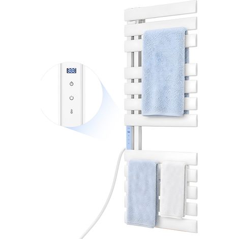 VEVOR Seche Serviettes Electrique Mural 12 Barres, en Alliage deAluminium, Porte-Serviettes Chauffant Ecran Tactile, Minuterie 1-24 h, Temperature Reglable 0-55 °C, Protection contre Surchauffe, IPX4 (1/5)