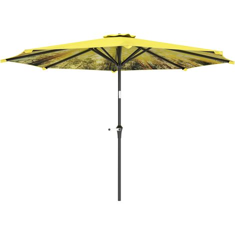 Achteckiger Sonnenschirm Ø 300 cm mit Kurbel, gelb, für Terrasse und Garten