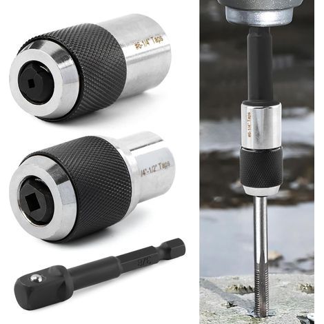 Jeu de 2 douilles de robinet avec 1 adaptateur de douille de 0,95 cm, outil d'extraction de robinet réglable, pour robinets, alésoirs et extracteurs de vis (1/5)