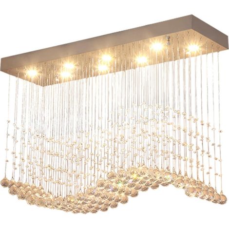 Lampadario rettangolare in cristallo a forma di goccia, design moderno, lampada a sospensione in cristallo K9 LED, montaggio a incasso, per isola cucina, sala da pranzo, soggiorno, lampadari, p