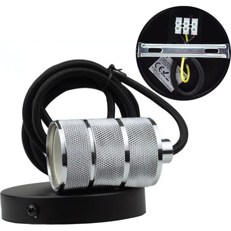 Lampada a sospensione decorativa E27 con cavo cromato nero Loft (1/5)