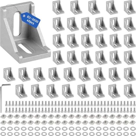 Cornières perforées en aluminium 30x30, matériaux de fixation, connecteurs pour profilés (1/5)