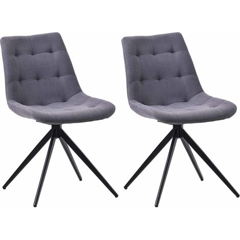 Set di 2 sedie girevoli moderne con gambe incrociate in metallo nero e seduta in tessuto grigio scuro 100007619