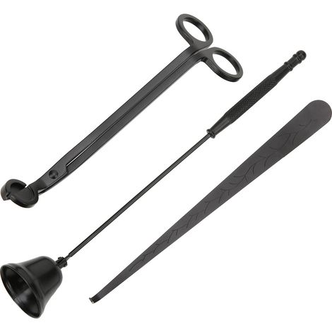 Lot de 3 ciseaux coupe-mèche et crochet à bougie en acier inoxydable, noir, accessoires de couverture de flamme (1/5)