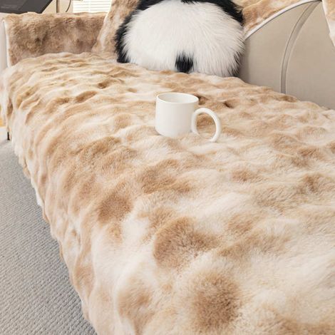 Gradient velvet sofa cover, rabbit print, ideal for pets, suitable for dogs, sofa cover, thick plush sofa protector, non-slip and plush sofa cover, furniture protector