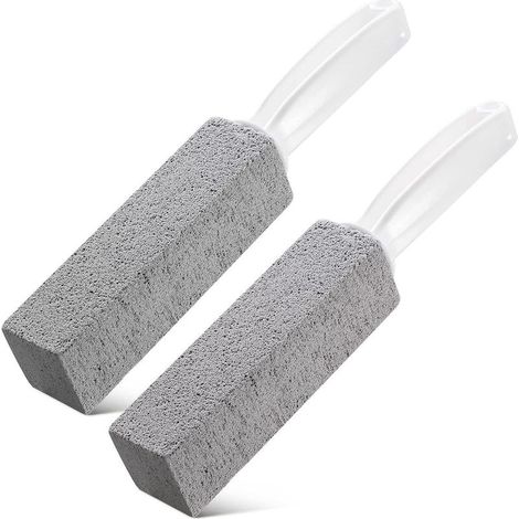Lntyq Lot de 2 nettoyeurs de toilettes avec poignée ergonomique pour cuvette de toilettes, pierre ponce pour nettoyer les toilettes et éliminer les taches d'eau dure pour toilettes, piscine, salle de (1/4)