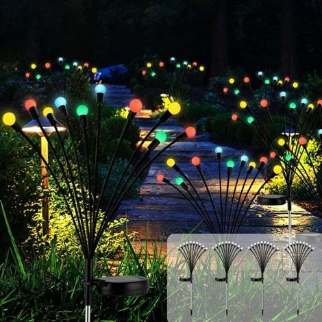 Set of 4 Waterproof IP65 Solar String Lights 10 Multi-Colored LEDs for Garden Terrace Shrubs Outdoor Decor (1/4)
