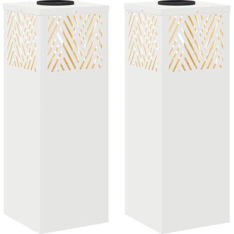 Set di 2 lampade solari a LED da esterno dal design moderno 18 x 18 x 50 cm acciaio bianco 020052539