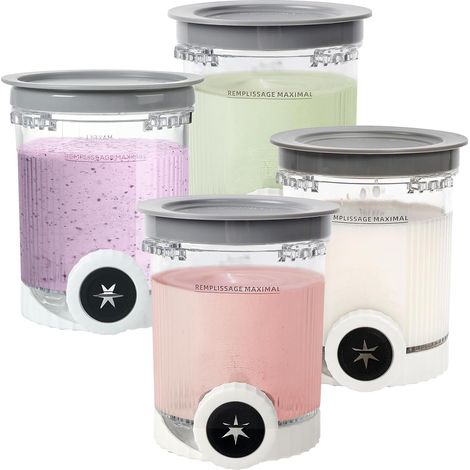 Récipients pour Glace Ninja Swirl - Lot de 4 - Plastique Sans BPA - Compatible Séries NC700 NC701 - Pour Desserts Maison - Avec Couvercles et Buses (1/5)