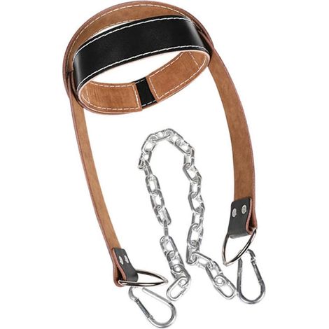 Casque de Musculation pour Cou avec Chaîne Longue Harnais de Renforcement pour Exercices de Résistance et Entraînement Cervical Noir