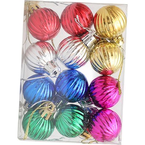 Lot de 12 boules de Noël décoratives, à suspendre au sapin, style classique, pour les fêtes de fin d'année (anniversaire de mariage, etc.).-Pumpkin (1/5)