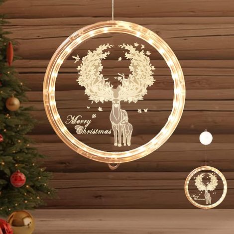 Guirlande lumineuse décorative de Noël, guirlande lumineuse 3D à suspendre, éclairage de Noël, décoration de fenêtre, guirlande lumineuse LED à ventouse, guirlande lumineuse, Noël, fonctionne sur pile (1/5)