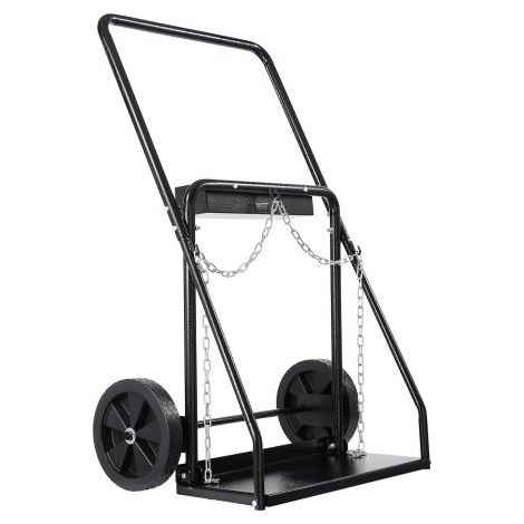 Carro para Dos Cilindros de Soldadura, Carro para Tanque de Oxígeno y Acetileno, Ruedas Sólidas de 254 mm y Cadenas de Seguridad para Almacenamiento de Tanques, 500 x 720 x 1120 mm, Negro (1/5)