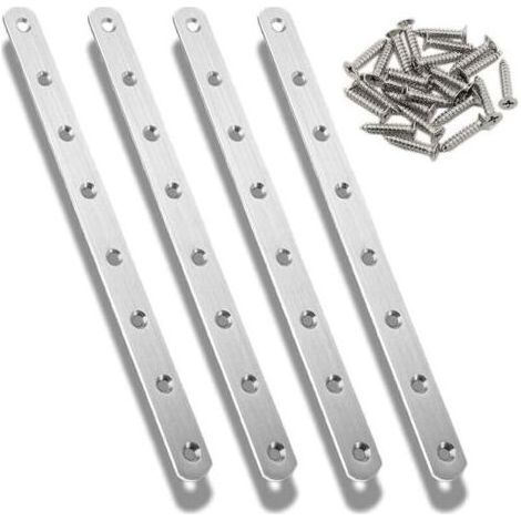 Pcs Pattes D\'assemblage en Inox, 295 x 20mm Supports de Fixation Droits Plats Plaques Métalliques, Connecteur Equerre Plate Fixation Inox avec Vis pour Meubles Armoires Caisson Étagères Argent (1/4)