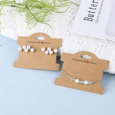Cartes de présentation pour bijoux lot de 50 en papier kraft 9,7 x 8 cm aspect bois brun pour bracelets colliers boucles d oreilles et accessoires (1/4)