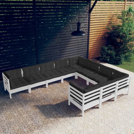 10-tlg. Garten-Lounge-Set mit Kissen Weiß Kiefernholz vidaXL (1/5)