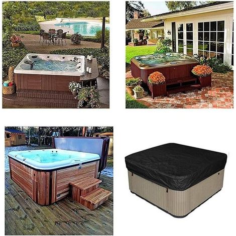 Couverture De Piscine Carré Bâche Solaire , Housse Solaire De Piscine pour Extérieur Spa Baignoire Couverture De Spa Couverture Résistante aux UV, 220×220×30cm, noir (1/3)