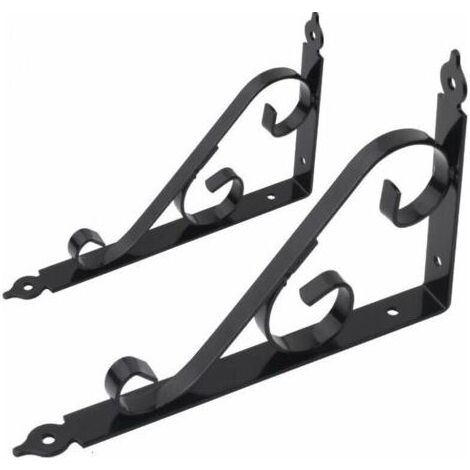 2 Pièces Equerre Etagere Murale, Support Etagere Equerre Charge Lourde, Support Etagere Murale Équerre Étagère De 90 Équerre Murale en Métal Charge Lourde, Pour Cuisine,Chambre(Noir) (1/5)