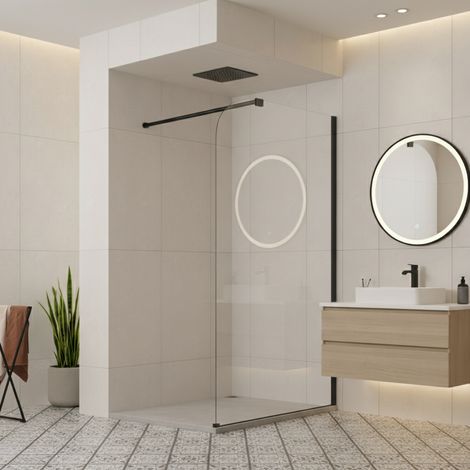 Paroi de douche italienne Clear - 110 x 195 cm - Noir - Droite - LUCIA (1/5)