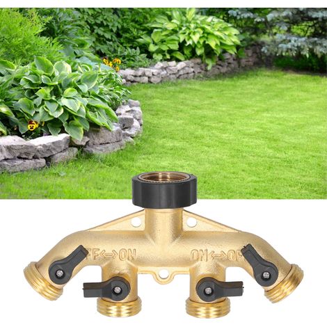 Répartiteur de tuyau d'arrosage G3/4 à 4 voies, adaptateur pour tuyau d'arrosage, distributeur de robinetterie (1/5)
