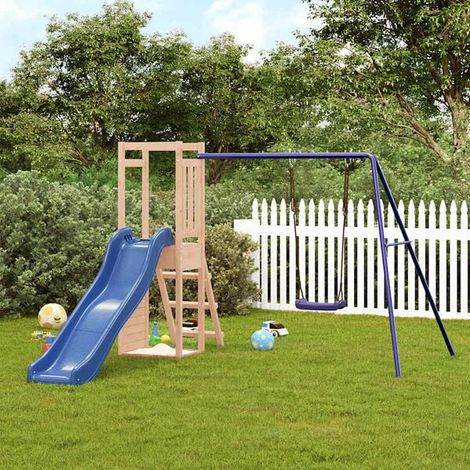 Jeu extérieur enfant : Maisonnette de jeu avec mur d'escalade bois massif Douglas jeu extérieur enfant, aire de jeu jardin, balançoire enfant , pour jardin, usage domestique , enfant 3-8 ans (1/5)