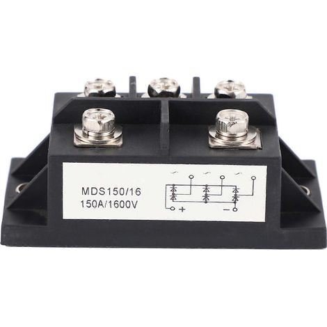 Redresseur triphasé à pont de diodes MDS150A, 150 A, 1600 V, cuivre, 150 °C, boîtier métallique 80 x 40 x 33 mm, commande par pont de diodes (1/5)