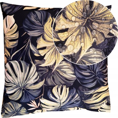 Cuscino decorativo MONSTERA GOLD per il giardino, impermeabile e resistente ai raggi UV, 40 x 40 cm + imbottitura