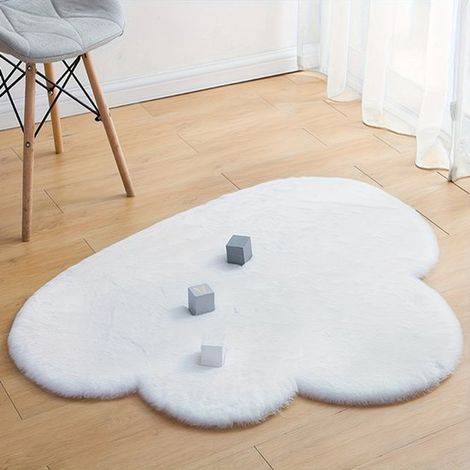 Tapis nuage – Blanc – 60 x 100 cm – Doux en polyester – Lavable – Chambre d’enfant et salon (1/5)