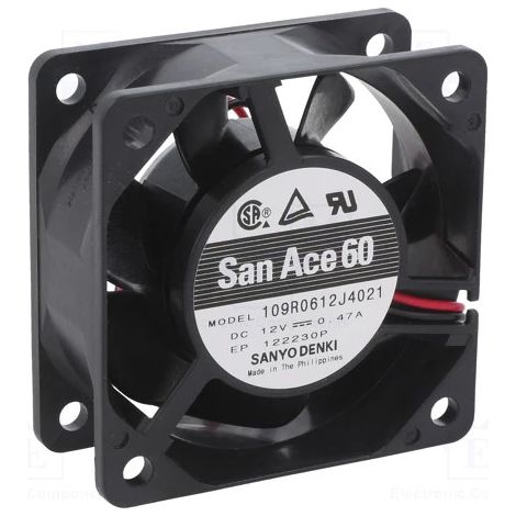 Ventilatore 12vdc 60x60x25mm 5,64w 2 fili sfere 109r0612j4021