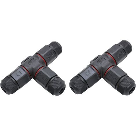 Pack of 2 waterproof IP68 Type T junction boxes for connecting cables exposed to moisture outdoors – cable connectors-