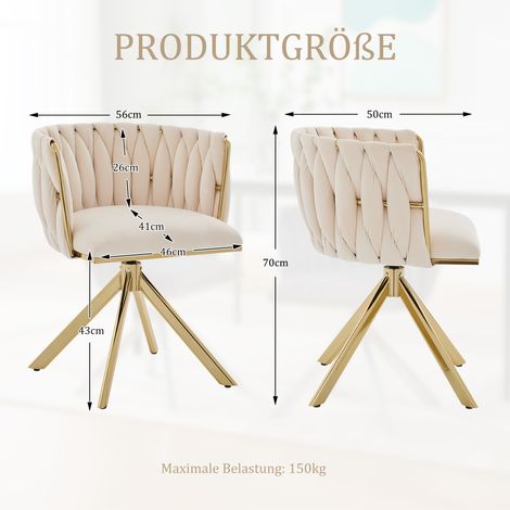 Lot de 2 fauteuils, en velours, pour salon, pivotants à 180°, boudoir et espace de travail, assise confortable, moment détente