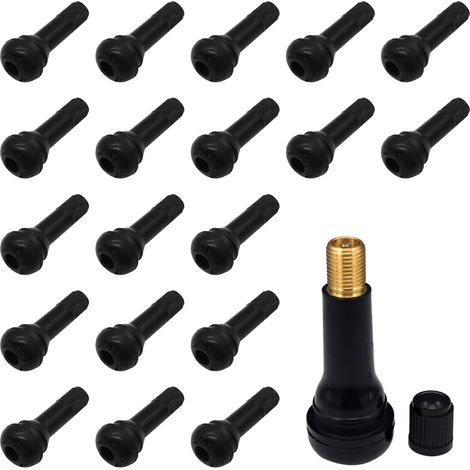 50pcs Valve for Car and Motorcycle Tyres, Snap-in Tubeless Valve Compatible 11.5mm Rims Quick Replacement Rubber and Aluminium (1/5)