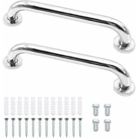 Barra de apoyo antideslizante de acero inoxidable, barra de apoyo para baño de 2 piezas, barras de seguridad montadas en la pared (1/4)