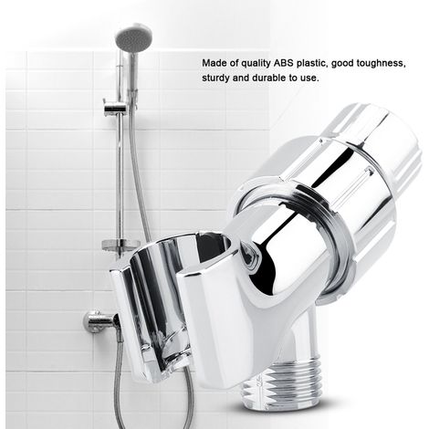 Support de douche chromé pour pommeau de douche à 3 voies avec bras de douche intégré - Accessoires de salle de bain (1/5)