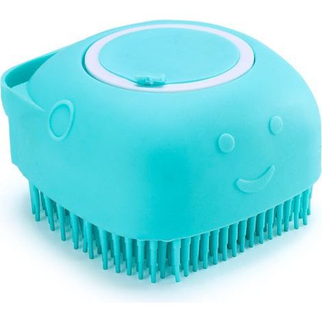 Brosse de Bain Démêlante en Silicone pour Chiens à Poils Courts et Longs Accessoire de Toilettage de Massage et Nettoyage Rapide avec Réservoir et Distributeur d'Eau et de Shampoing (BLEUE) (1/4)