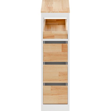 SoBuy Mueble bajo de baño con 4 cajones Blanco 23,2x65,3x82cm Funcional BZR54-IV-WN