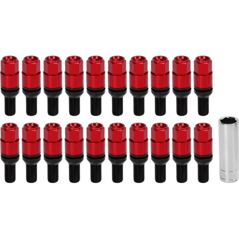 Keenso 20 Stück M14x1,5 Kegelradschrauben, Radmuttern, Kegelradschrauben, Universal-Autozubehör (Rot)