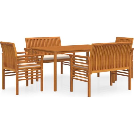 Maison Exclusive - Set comedor de jardín 5 pzas y cojines madera (1/5)
