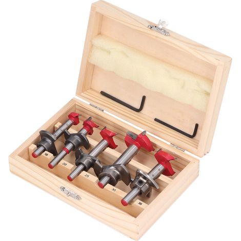 Jeu de 5 forets réglables Foster, forets de travail en carbure de tungstène revêtus de titane, 15 mm à 35 mm. (1/5)