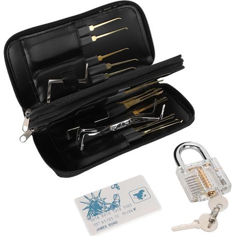 Kit d'outils de déverrouillage de cadenas Transparent, ensemble de crochets de serrure, accessoire de pratique de serrurier 30 pièces (1/4)