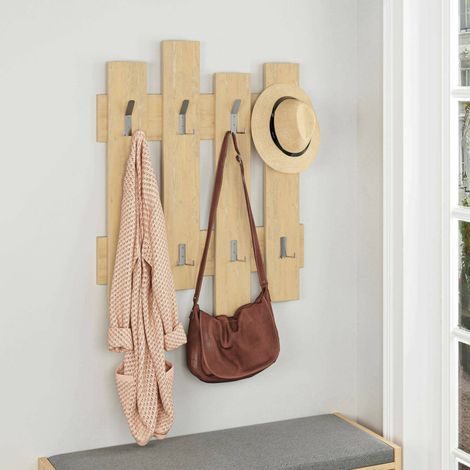 Dmora - Perchero Zenith, Perchas, Percha multiusos, Perchero de pared, 64x4h79 cm, Roble, con embalaje reforzado (1/4)